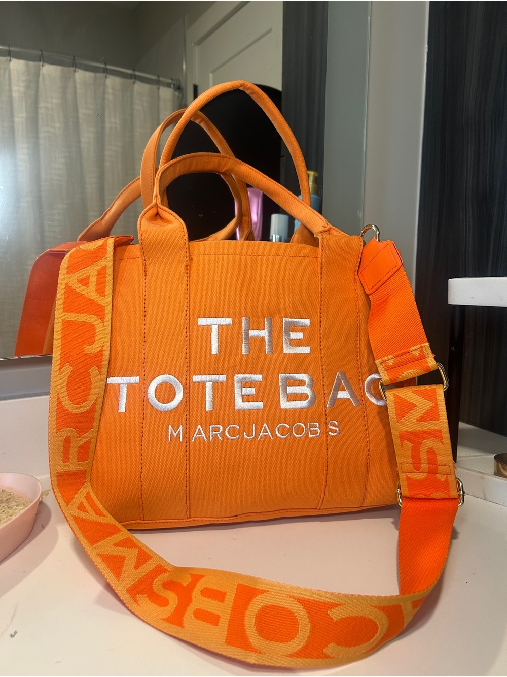 Marc Jacobs Orange Canvas Tote with Branded Strap